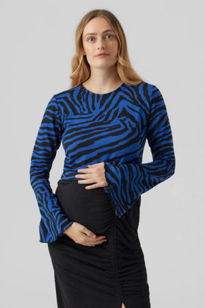 zwangerschapstop MLZILLE met all over print blauw/zwart