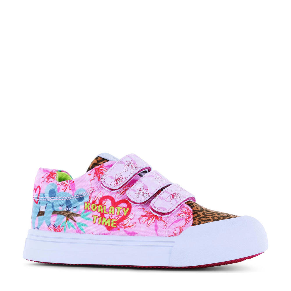 Roze meisjes Go Banana's sneakers van textiel met klittenband en all over print