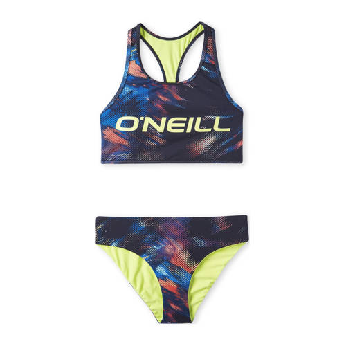 O'Neill crop bikini Active blauw/limegroen Meisjes Polyester All over print