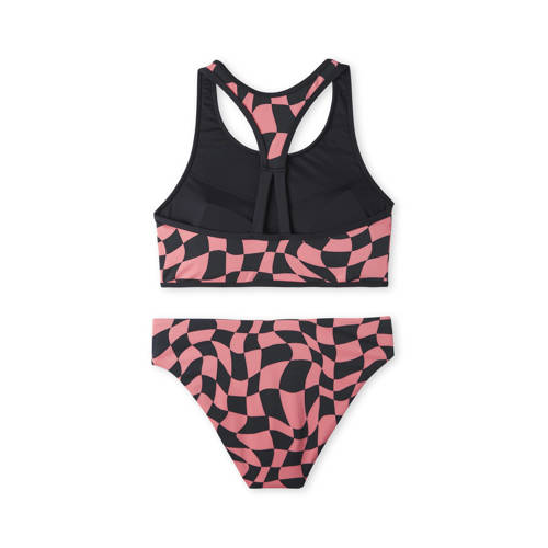 O'Neill crop bikini Active Sporty zwart roze Meisjes Polyester Ruit 104