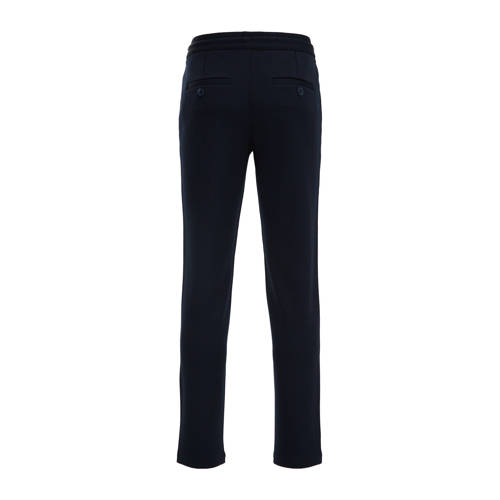 WE Fashion slim fit broek donkerblauw Jongens Polyester Effen 110