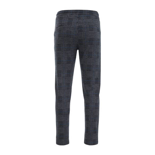 WE Fashion geruite slim fit broek grijs Jongens Polyester Ruit 164