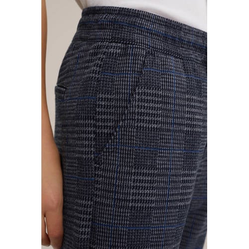 WE Fashion geruite slim fit broek grijs Jongens Polyester Ruit 164