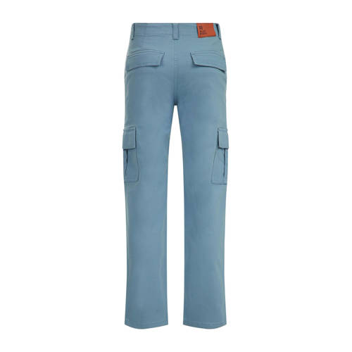 WE Fashion Blue Ridge straight fit cargobroek zachtblauw Jongens Stretchkatoen 104