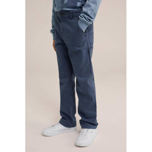 WE Fashion straight fit jeans medium blue denim Blauw Effen 110