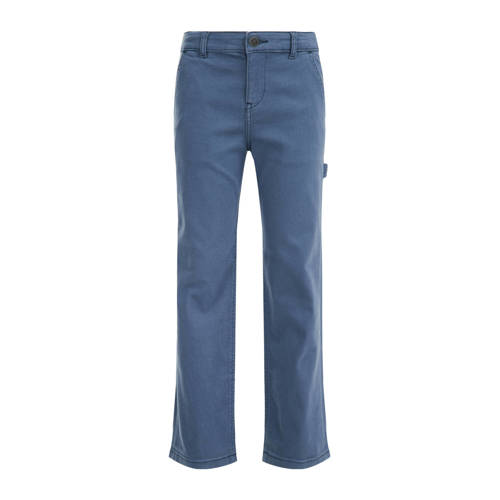 WE Fashion straight fit jeans medium blue denim Blauw Effen