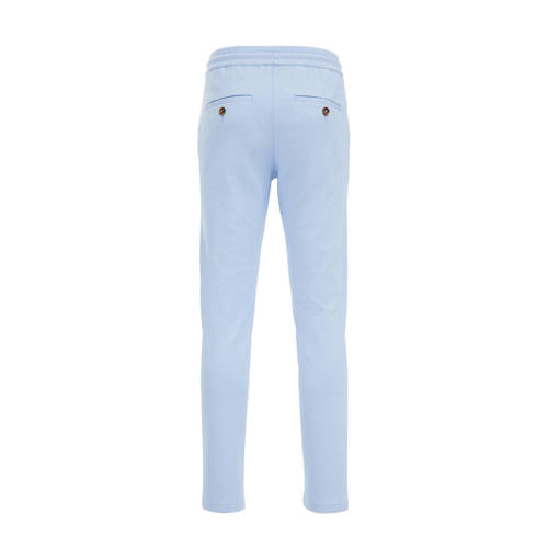 WE Fashion gemêleerde slim fit broek lichtblauw Jongens Polyester Melée 104