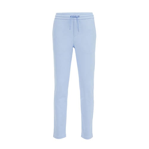 WE Fashion gemêleerde slim fit broek lichtblauw Jongens Polyester Melée - 122