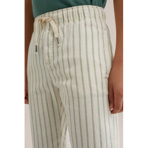 WE Fashion gestreepte straight fit broek ecru Jongens Katoen Streep 110