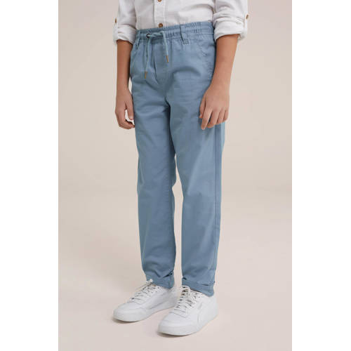 WE Fashion tapered fit broek lichtblauw Jongens Katoen Effen 98