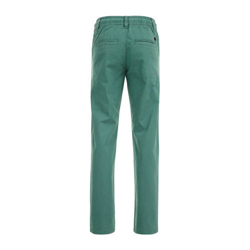 WE Fashion tapered fit broek groen Jongens Katoen Effen 104