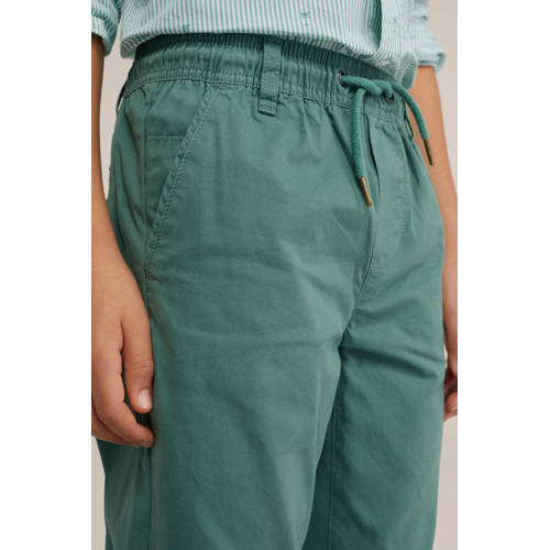 WE Fashion tapered fit broek groen Jongens Katoen Effen 98