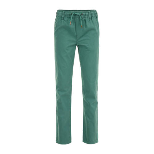 WE Fashion tapered fit broek groen Jongens Katoen Effen - 104