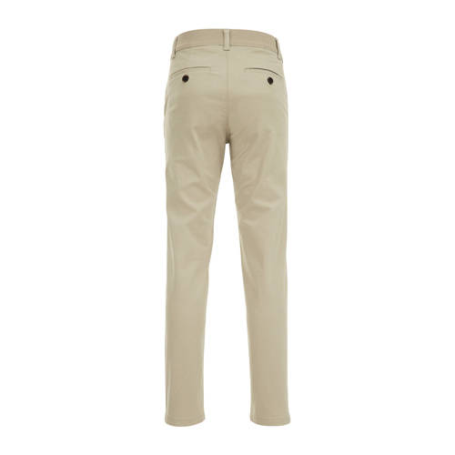 WE Fashion slim fit broek met all over print greige Beige Jongens Katoen 104