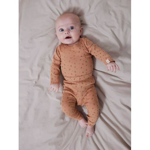 LIL' ATELIER BABY romper NBFGAGO nougat Bruin Meisjes Biologisch katoen Ronde hals 56