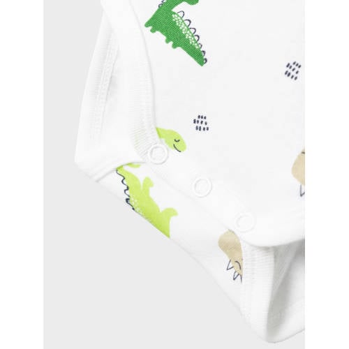 name it BABY romper NBMBODY set van 2 groen wit Jongens Biologisch katoen Ronde hals 50