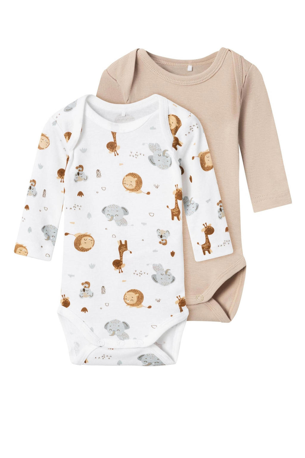 NAME IT BABY romper NBNBODY - set van 2 beige/wit