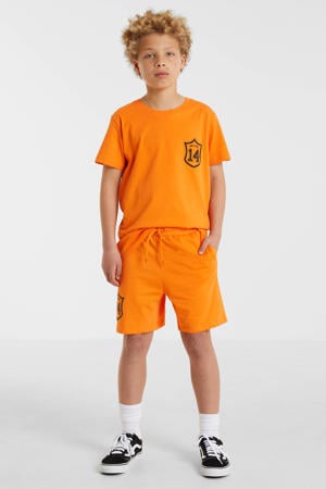 sweatshort met printopdruk oranje