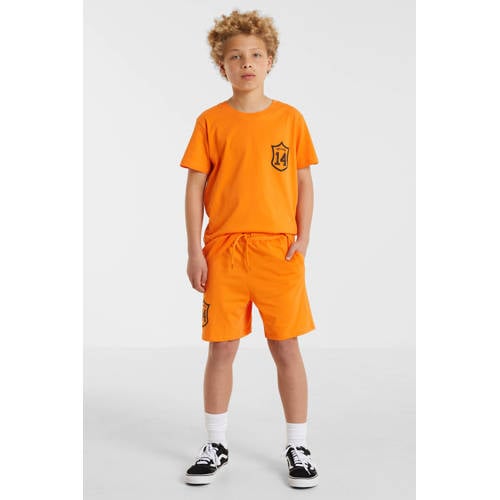 Anytime sweatshort met printopdruk oranje Jongens/Meisjes Katoen Printopdruk - maat 122/128 afbeelding