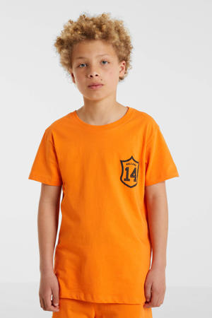 T-shirt met printopdruk oranje