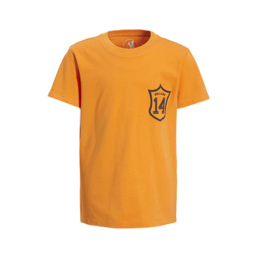 anytime T-shirt met printopdruk oranje Jongens/Meisjes Katoen Ronde hals - 110/116