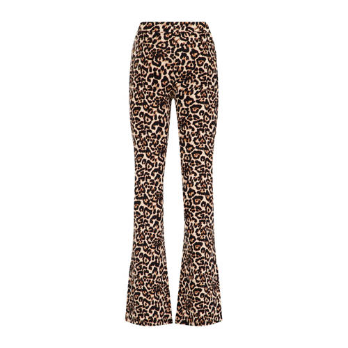 WE Fashion broek met panterprint bruin lichtbruin zwart Meisjes Viscose (duurzaam materiaal) 92