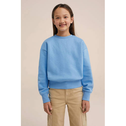 WE Fashion Blue Ridge sweater lichtblauw Effen 110 116
