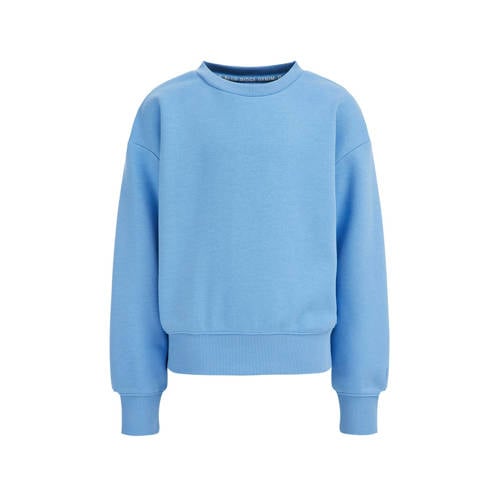 WE Fashion Blue Ridge sweater lichtblauw Effen