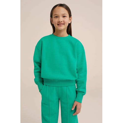 WE Fashion Blue Ridge straight fit broek groen Meisjes Sweat Effen 98