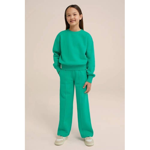 WE Fashion Blue Ridge straight fit broek groen Meisjes Sweat Effen 98