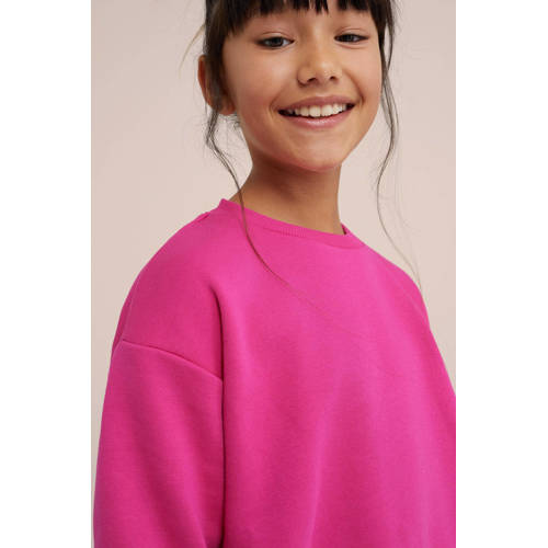 WE Fashion Blue Ridge sweater roze Effen 110 116