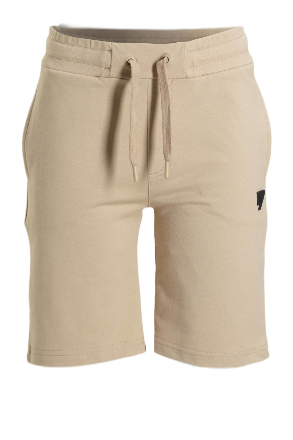 Beige jongens Bellaire regular fit sweatshort van stretchkatoen met elastische tailleband met koord en effen