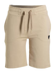 thumbnail: Beige jongens Bellaire regular fit sweatshort van stretchkatoen met elastische tailleband met koord en effen