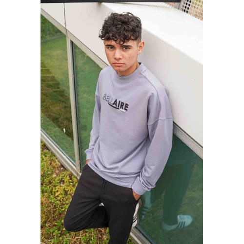 Bellaire sweater met printopdruk vergrijsdblauw Printopdruk 122 128