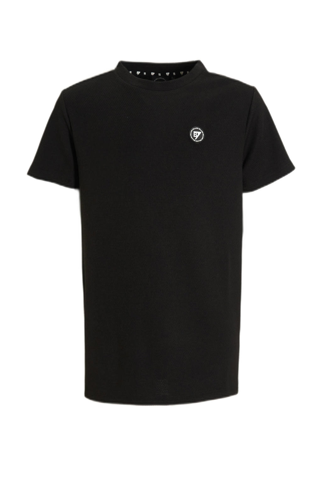 Zwarte jongens Bellaire T-shirt van stretchkatoen met printopdruk, korte mouwen en ronde hals