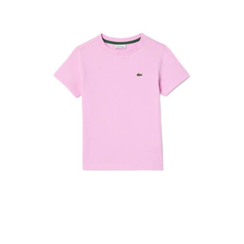 Lacoste T-shirt roze Jongens Biologisch katoen Ronde hals Effen