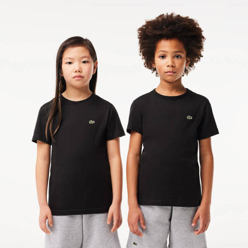 Lacoste T-shirt met logo zwart Biologisch katoen Ronde hals Logo 104
