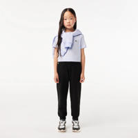 thumbnail: Blauwe jongens Lacoste T-shirt van katoen met effen, korte mouwen en ronde hals