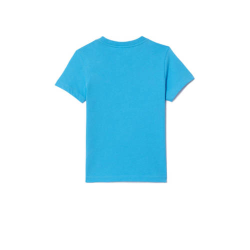 Lacoste T-shirt blauw Biologisch katoen Ronde hals Effen 128