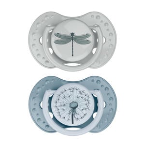 Difrax LOVI Dynamische Fopspeen - 6 tot 18 Maanden - Blauw & Groen - 2 st.