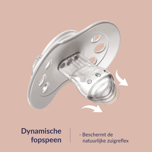 Difrax LOVI Dynamische Fopspeen 3 tot 6 Maanden Beige & Bruin