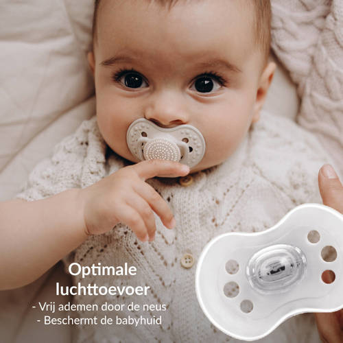 Difrax LOVI Dynamische Fopspeen 3 tot 6 Maanden Beige & Bruin