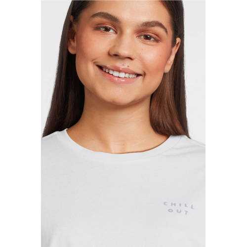 Sofie Schnoor T-shirt met backprint wit Meisjes Katoen Opstaande kraag 128