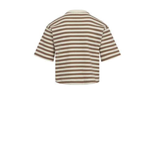 Sofie Schnoor gestreept T-shirt bruin Meisjes Katoen Ronde hals Streep 128