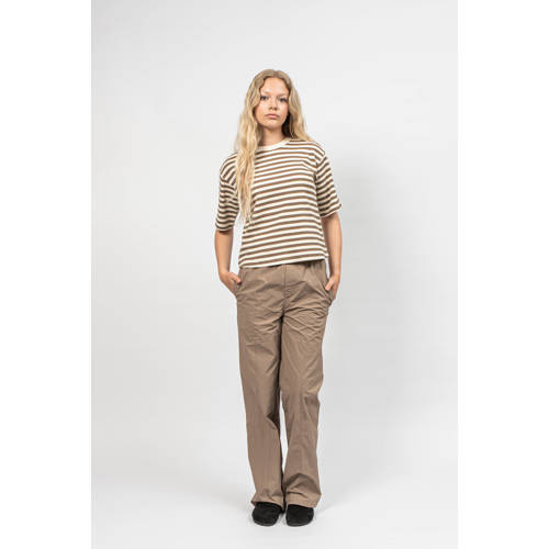 Sofie Schnoor gestreept T-shirt bruin Meisjes Katoen Ronde hals Streep 128