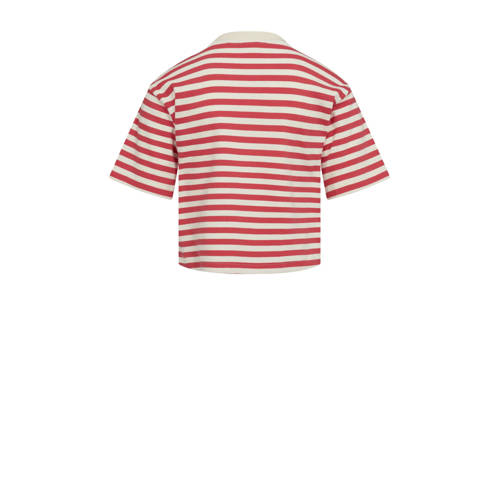 Sofie Schnoor gestreept T-shirt rood wit Meisjes Biologisch katoen Ronde hals 128
