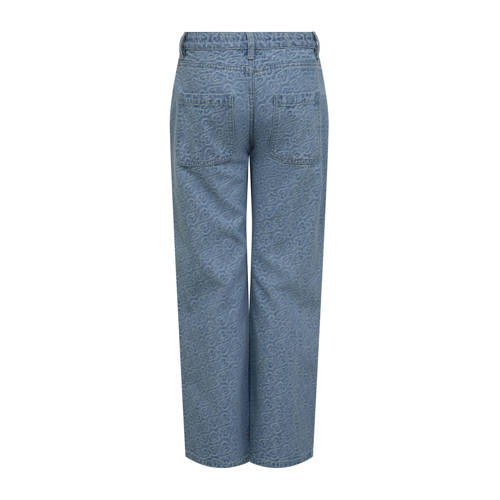 Sofie Schnoor straight fit jeans met hartjes light blue denim Blauw Hartjes 128