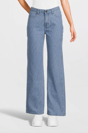 straight leg jeans met hartjes light blue denim