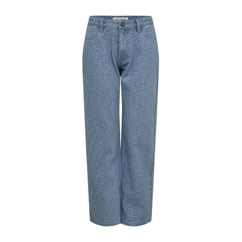 Sofie Schnoor straight fit jeans met hartjes light blue denim Blauw Hartjes