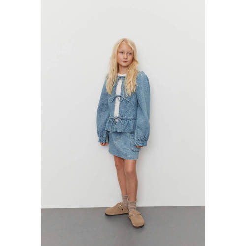 Sofie Schnoor top met hartjes blauw Meisjes Katoen Ronde hals Hartjes 128